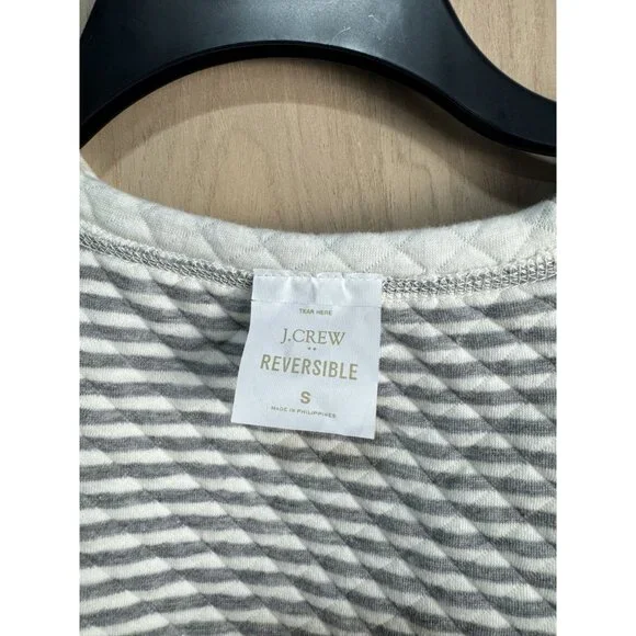 J.Crew Reversible Quilted Striped & Solid Womens Sweatshirt S Cotton/Polyester - Picture 3 of 10